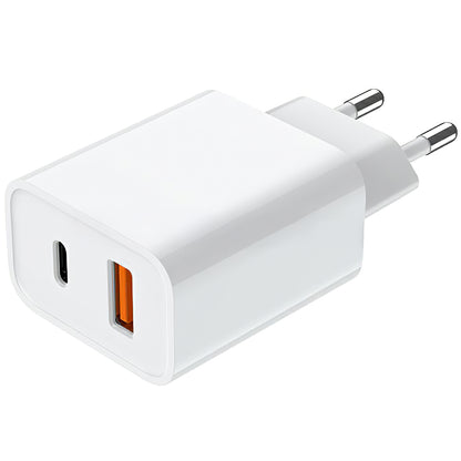 Φορτιστής δικτύου Prestico F11, 20W, 3A, 1 x USB-A - 1 x USB-C, Λευκό 