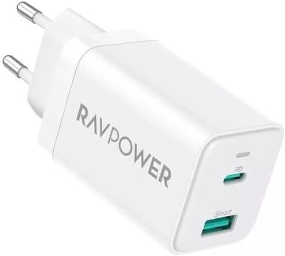 Φορτιστής Δικτύου RavPower RP-PC171, 45W, 3A, 1 x USB-A - 1 x USB-C, Λευκό