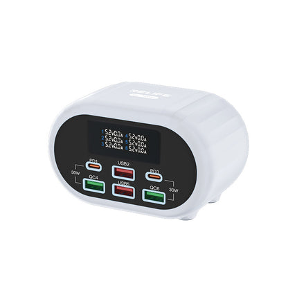 Φορτιστής δικτύου Relife RL-309U, 72W, 5A, 2 x USB-C - 4 x USB-A, ασημί 