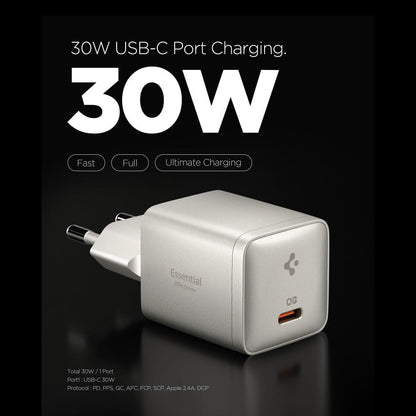 Φορτιστής Δικτύου Spigen EE301EU Essential, 30W, 3A, 1 x USB-C, Γκρι Τιτάνιο ACH10448