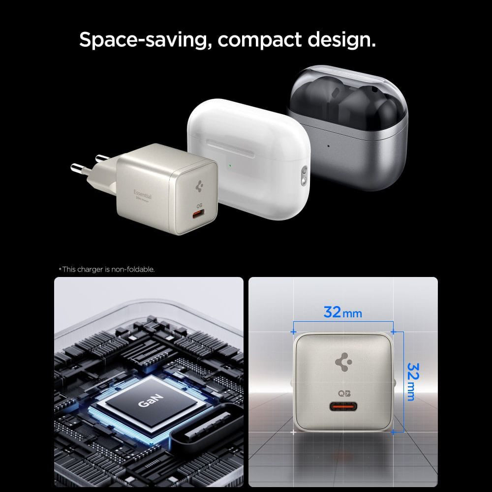 Φορτιστής Δικτύου Spigen EE301EU Essential, 30W, 3A, 1 x USB-C, Γκρι Τιτάνιο ACH10448