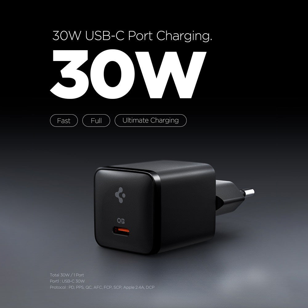 Φορτιστής Δικτύου Spigen EE301EU Essential, 30W, 3A, 1 x USB-C, Μαύρο ACH09493