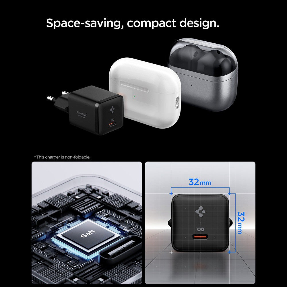 Φορτιστής Δικτύου Spigen EE301EU Essential, 30W, 3A, 1 x USB-C, Μαύρο ACH09493
