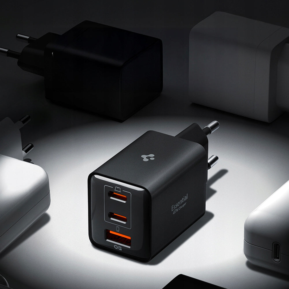 Φορτιστής Δικτύου Spigen EE473EU Essential, 47W, 3A, 1 x USB-A - 2 x USB-C, Μαύρο ACH09465
