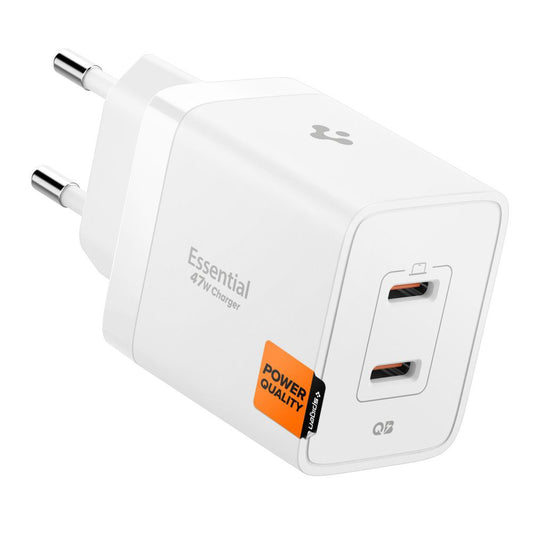 Φορτιστής Δικτύου Spigen Essential, 47W, 3A, 2 x USB-C, Λευκό