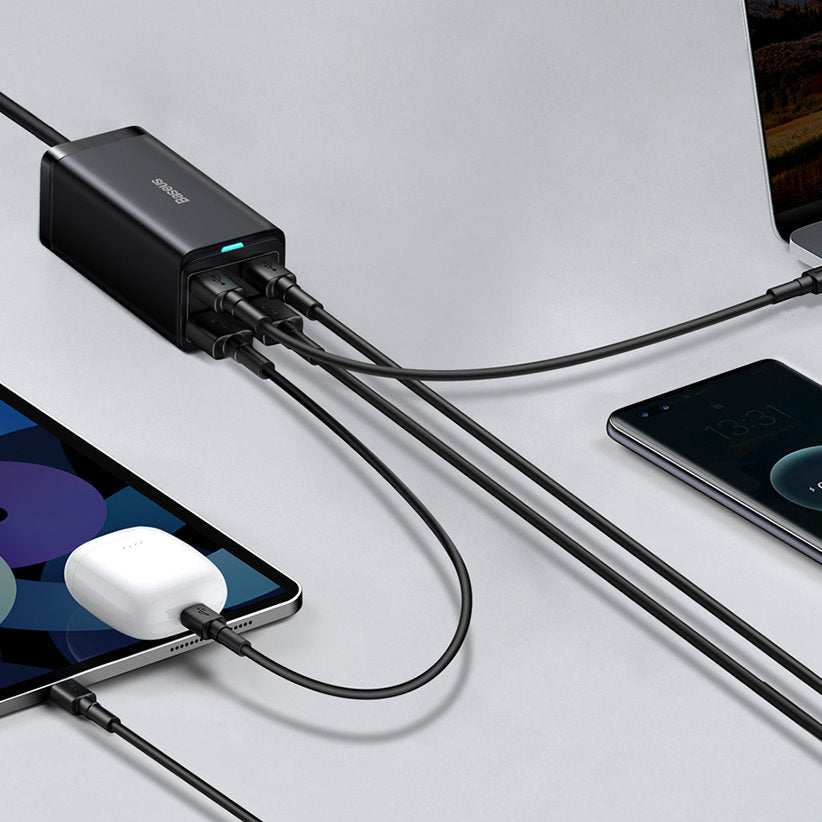 Φορτιστής Βάσης Baseus GaN3 Pro, 100W, 5A, 2 x USB-A - 2 x USB-C, Μαύρο CCGP000101