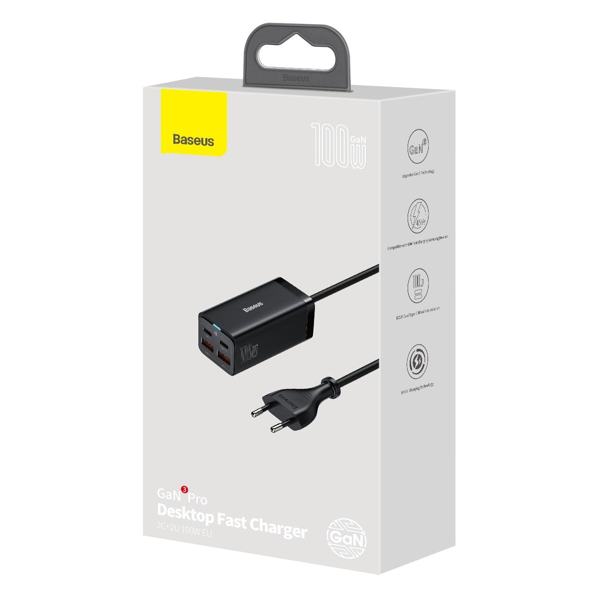 Φορτιστής Βάσης Baseus GaN3 Pro, 100W, 5A, 2 x USB-A - 2 x USB-C, Μαύρο CCGP000101