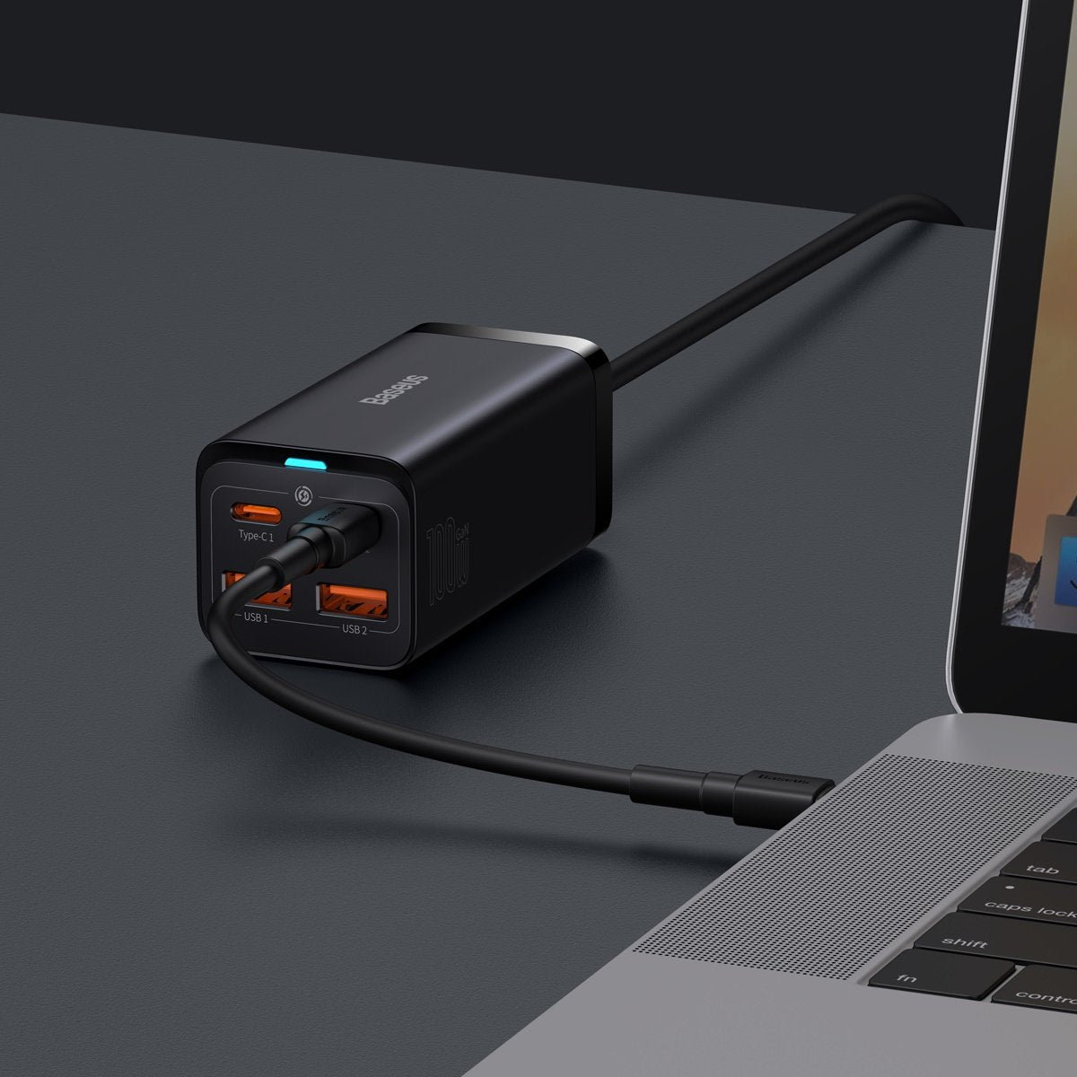 Φορτιστής Βάσης Baseus GaN3 Pro, 100W, 5A, 2 x USB-A - 2 x USB-C, Μαύρο CCGP000101