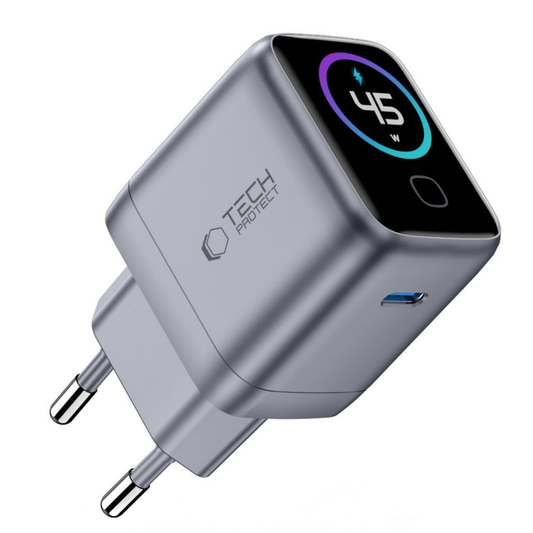 Φορτιστής Δικτύου Tech-Protect NC45W Display, 45W, 3A, 1 x USB-C, Γκρι