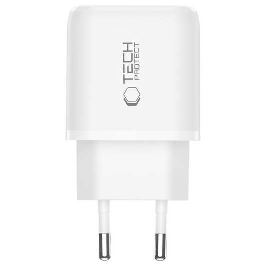 Φορτιστής Δικτύου Tech-Protect NCA45W, 45W, 3A, 1 x USB-A - 1 x USB-C, Λευκό