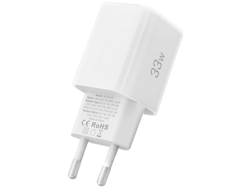 Φορτιστής Δικτύου Tech-Protect NCM33W, 33W, 3A, 1 x USB-A - 1 x USB-C, Λευκό