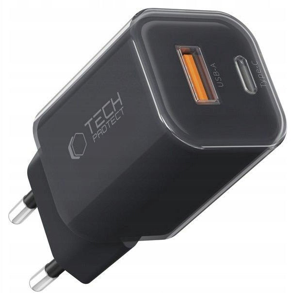 Φορτιστής Δικτύου Tech-Protect NCM33W, 33W, 3A, 1 x USB-A - 1 x USB-C, Μαύρο
