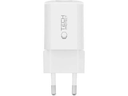 Φορτιστής Δικτύου Tech-Protect NCM33W, 33W, 3A, 1 x USB-A - 1 x USB-C, Λευκό