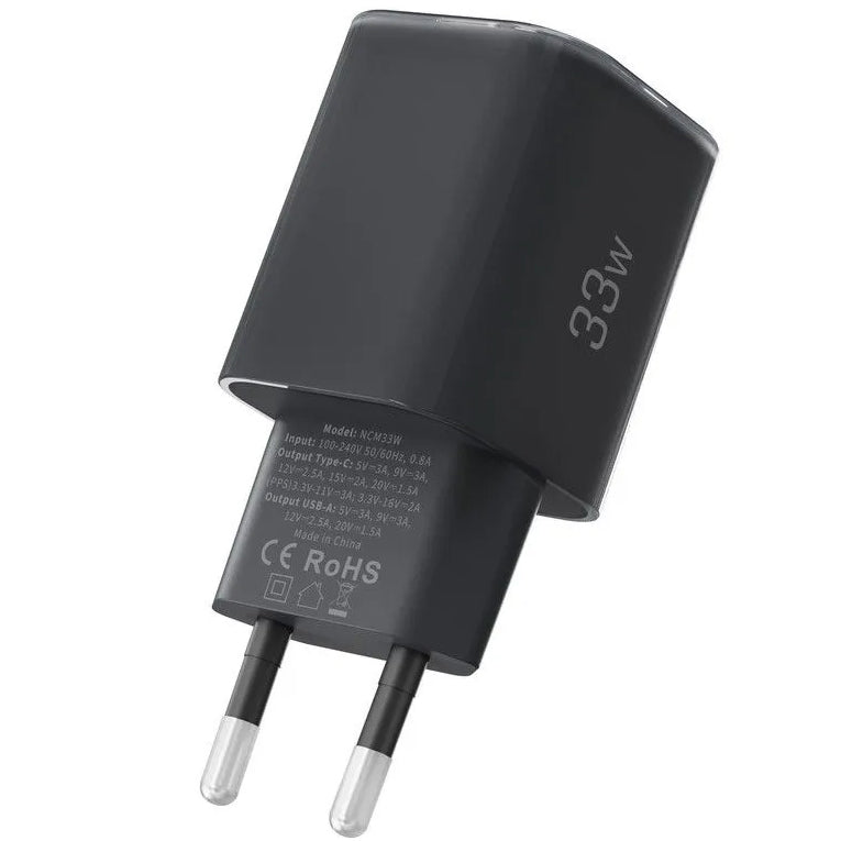 Φορτιστής Δικτύου Tech-Protect NCM33W, 33W, 3A, 1 x USB-A - 1 x USB-C, Μαύρο