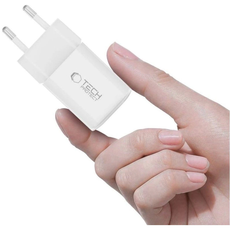 Φορτιστής Δικτύου Tech-Protect NCM33W, 33W, 3A, 1 x USB-A - 1 x USB-C, Λευκό