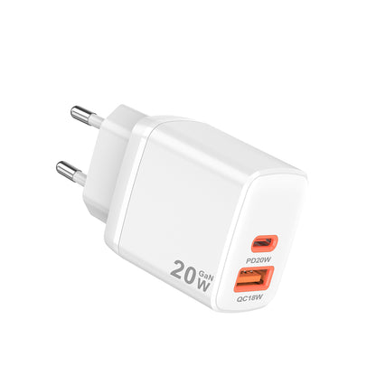 Φορτιστής Δικτύου Techsuit CH2 Duonix, 20W, 3A, 1 x USB-A - 1 x USB-C, Λευκό