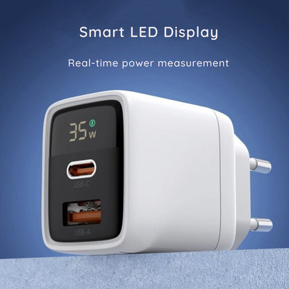 Φορτιστής Δικτύου Techsuit CH3 LEDChargX Display, 35W, 3A, 1 x USB-A - 1 x USB-C, Λευκό