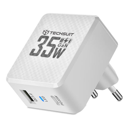 Φορτιστής Δικτύου Techsuit CHPD173 Tiny, 35W, 3A, 1 x USB-A - 1 x USB-C, Λευκό