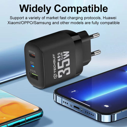 Φορτιστής Δικτύου Techsuit CHPD174, 35W, 3A, 1 x USB-A - 1 x USB-C, Λευκό