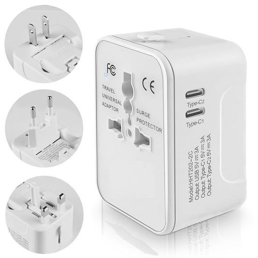 Φορτιστής Δικτύου Techsuit HHT202-2C Travel, 15W, 3A, 2 x USB-C, Λευκό