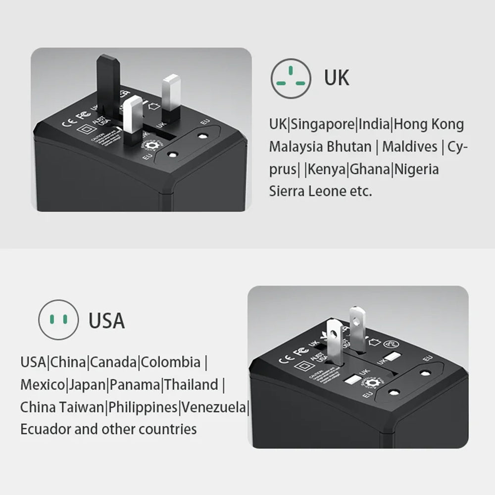 Φορτιστής Δικτύου Techsuit HHT203A Travel, 20W, 3A, 2 x USB-A - 2 x USB-C, Μαύρο