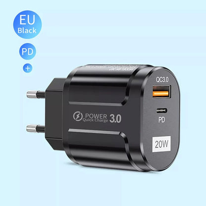 Φορτιστής Δικτύου Techsuit Premium, 20W, 3A, 1 x USB-A - 1 x USB-C, Μαύρος CHPD038