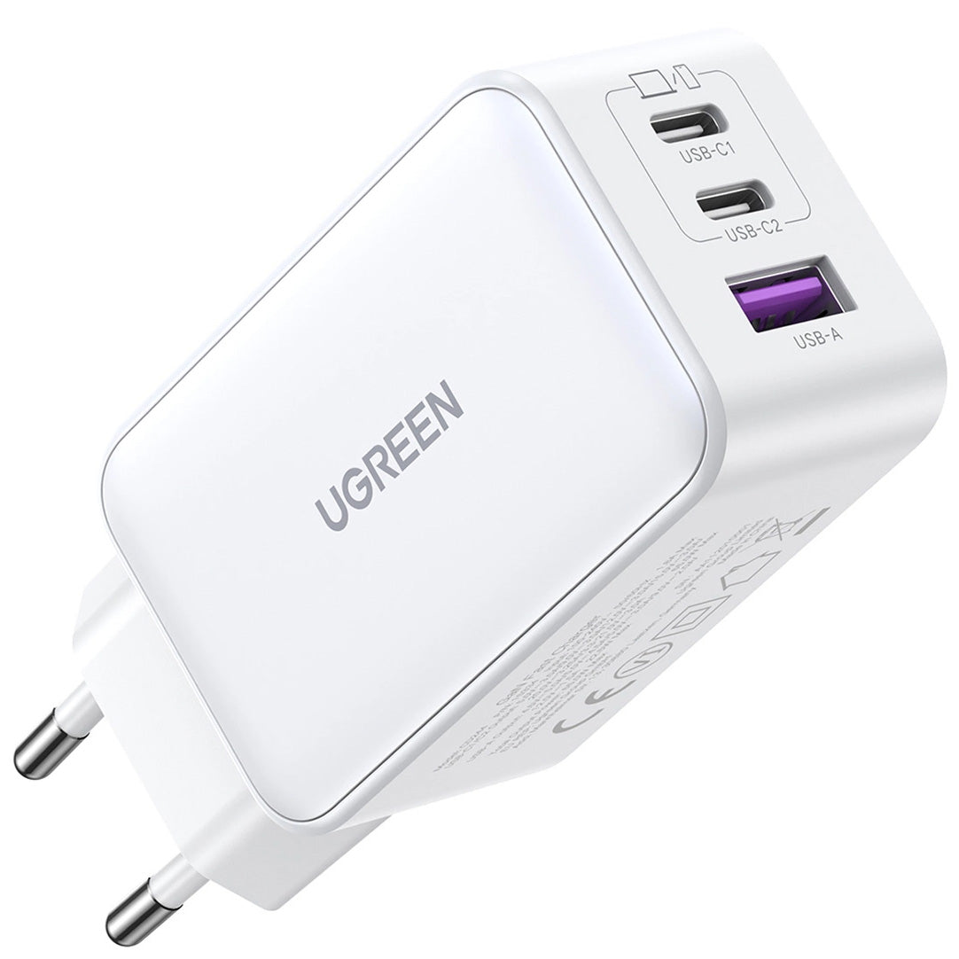 Φορτιστής δικτύου UGREEN CD244, 65W, 3A, 1 x USB-A - 2 x USB-C, Λευκό