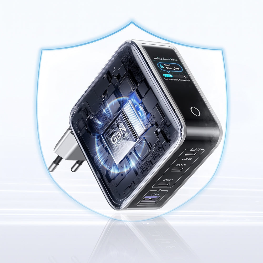 Φορτιστής πρίζας UGREEN Nexode Pro X772 (95942B) με οθόνη, 100 W, 5 A, 1 x USB-A - 3 x USB-C, Γκρι