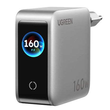 Φορτιστής πρίζας UGREEN Nexode Pro X774 (65637B) με οθόνη, 160 W, 5 A, 1 x USB-A - 4 x USB-C, Γκρι