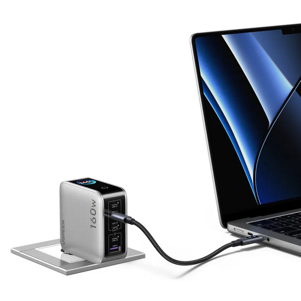 Φορτιστής πρίζας UGREEN Nexode Pro X774 (65637B) με οθόνη, 160 W, 5 A, 1 x USB-A - 4 x USB-C, Γκρι