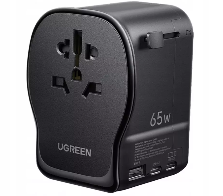 Φορτιστής Δικτύου UGREEN Travel S550 (55001), 65W, 3.25A, 1 x USB-A - 2 x USB-C, Μαύρο