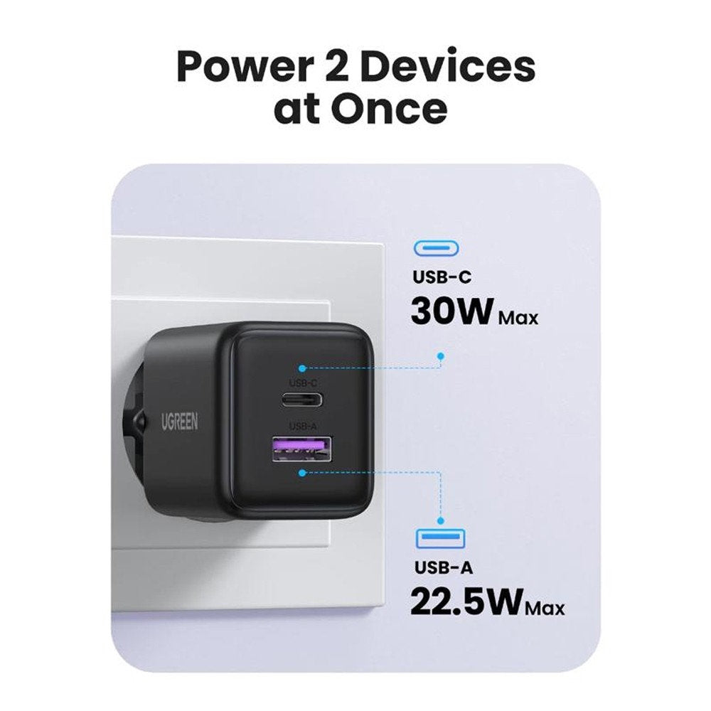 UGREEN X516 Network Charger, 30W, 3A, 1 x USB-A - 1 x USB-C, Blue