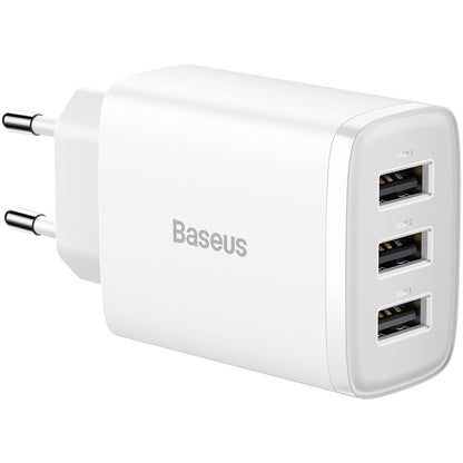 Baseus Compact φορτιστής δικτύου 3U, 17W, 2.1A, 3 x USB-A, λευκό CCXJ020102