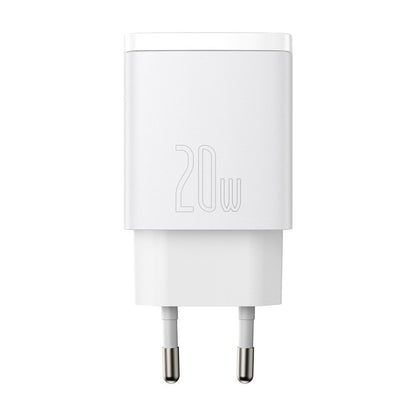 Συμπαγής φορτιστής δικτύου Baseus, 20W, 3A, 1 x USB-A - 1 x USB-C, λευκό CCXJ-B02