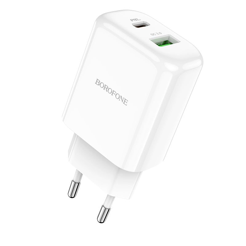Φορτιστής Δικτύου Borofone BBN4 Potential, 20W, 3A, 1 x USB-A - 1 x USB-C, Λευκό