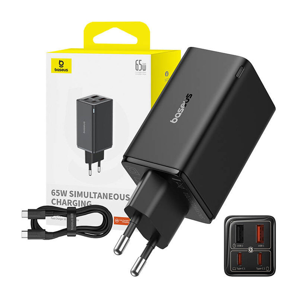 Φορτιστής δικτύου USB-C Baseus GaN 6 Pro, 65W, 3,25A, 2 x USB-A - 2 x USB-C, μαύρο P10162701113113113-00 