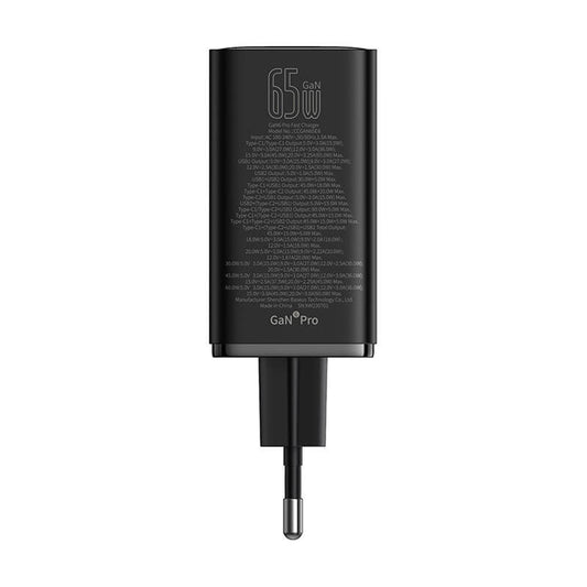 Φορτιστής δικτύου USB-C Baseus GaN 6 Pro, 65W, 3,25A, 2 x USB-A - 2 x USB-C, μαύρο P10162701113113113-00