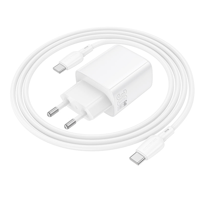 Φορτιστής Δικτύου με Καλώδιο USB-C Borofone BN28 Fuente, 30W, 3A, 1 x USB-C, Λευκό