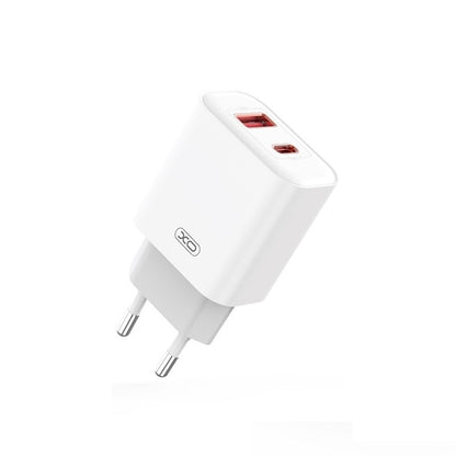 Φορτιστής δικτύου με καλώδιο USB-C XO Design CE12, 20W, 3A, 1 x USB-A - 1 x USB-C, Λευκό