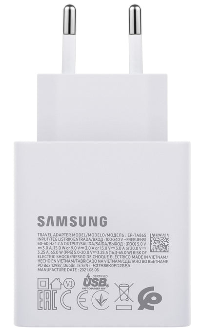 Φορτιστής δικτύου Samsung EP-TA865W, 65W, 3.25A, 1 x USB-C, λευκό GP-PTU020SODWQ GP-PTU020SODWQ GP-PTU020SODWQ