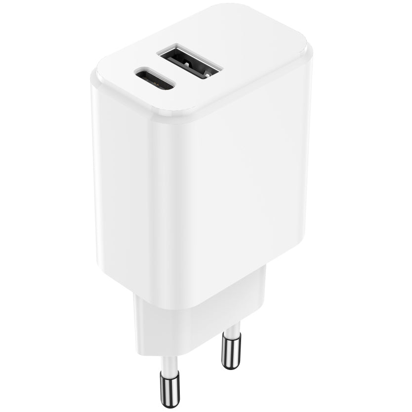 Φορτιστής δικτύου Setty, 20W, 3A, 1 x USB-A - 1 x USB-C, Λευκό