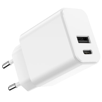 Φορτιστής δικτύου Setty, 20W, 3A, 1 x USB-A - 1 x USB-C, Λευκό