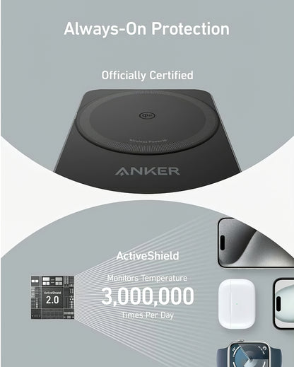 Φορτιστής Δικτύου Ασύρματος Anker MagGo 3σε1, 15W, 1.67A, Μαύρο, Ανακατασκευασμένος B2557311