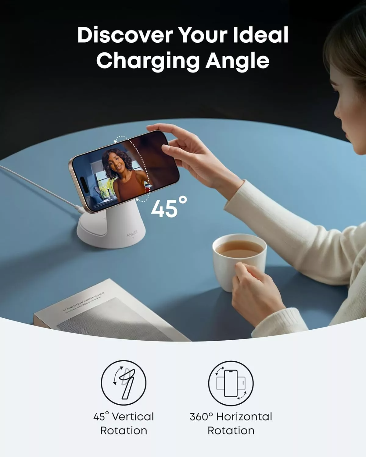 Ασύρματος Φορτιστής Δικτύου Anker MagGo 3σε1, 15W, 1.67A, Λευκός B25M4G21