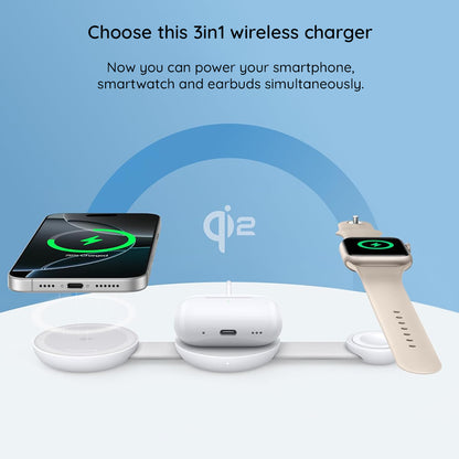 Ασύρματος Φορτιστής Δικτύου Anker MagGo 3in1, 15W, 1.67A, Λευκός B25M8H21