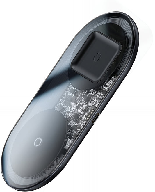 Φορτιστής Δικτύου Ασύρματος Baseus Simple 2in1, 15W, 1.67A, Διαφανής WXJK-A01