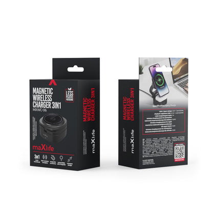 Φορτιστής Δικτύου Wireless MaXlife MXWC-06 3in1, 15W, 1.67A, Μαύρο