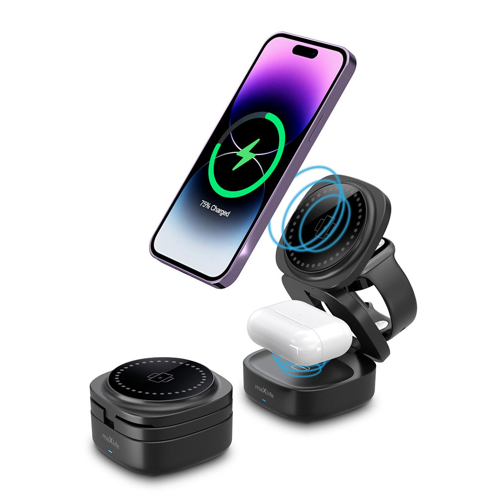 Φορτιστής Δικτύου Wireless MaXlife MXWC-06 3in1, 15W, 1.67A, Μαύρο