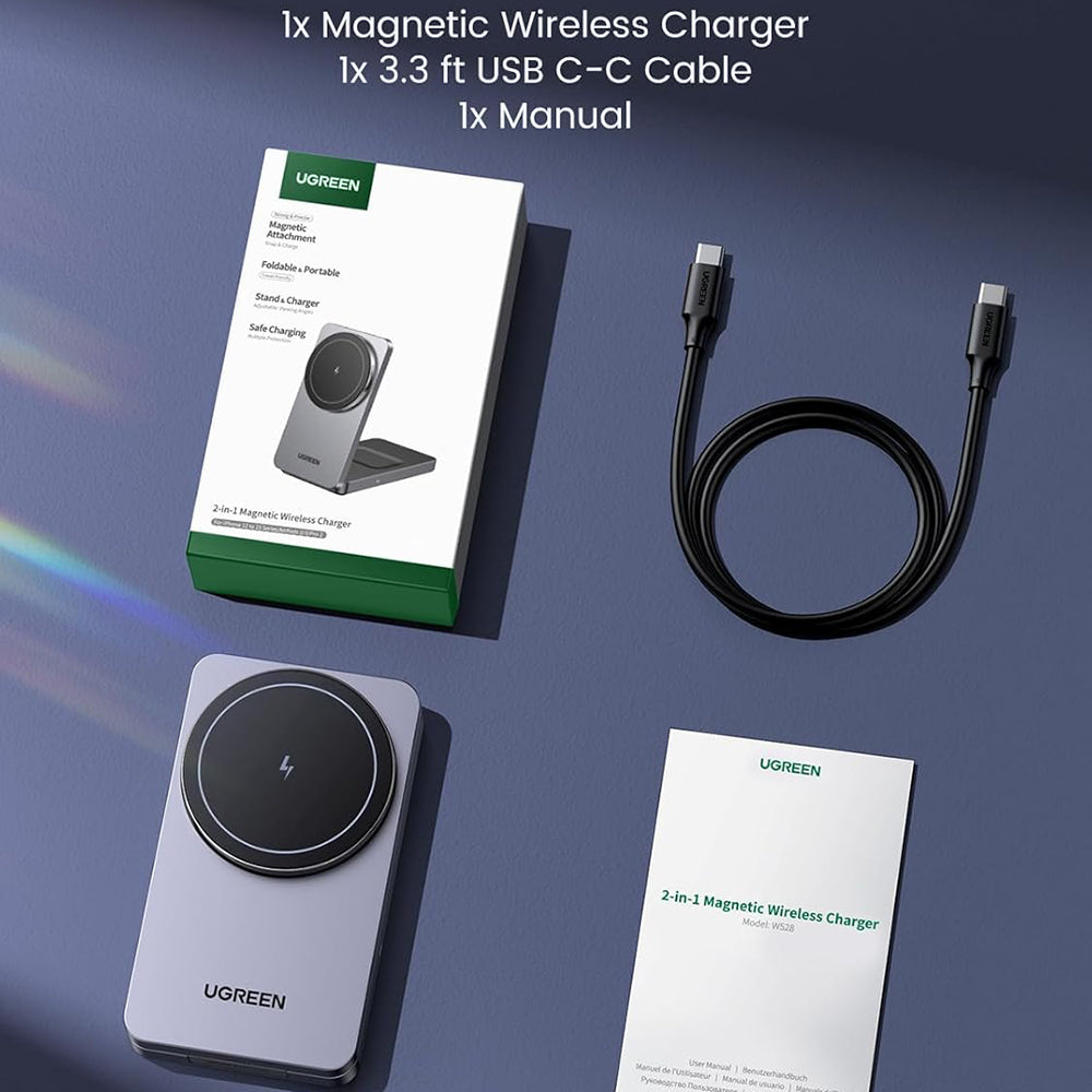 Φορτιστής Δικτύου Ασύρματος UGREEN W528 2σε1, 20W, 1.67A, Λευκό