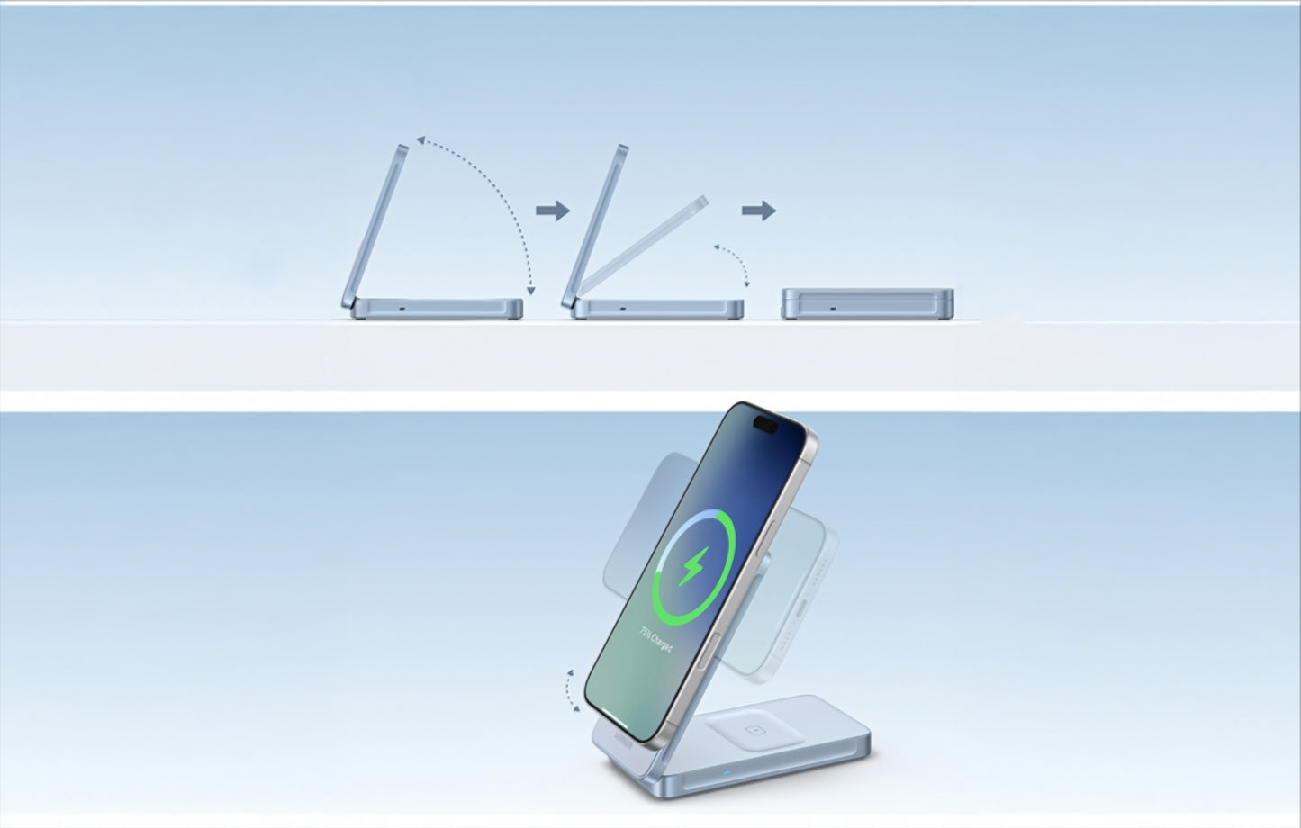 Φορτιστής Δικτύου Ασύρματος UGREEN MagFlow 2in1, 25W, Μπλε